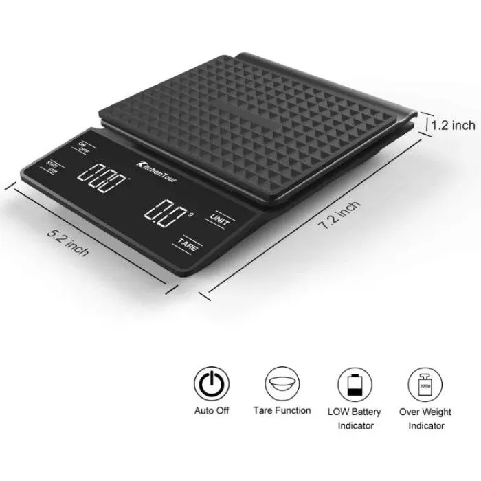  MAXUS Espresso Scale with Timer 1000g/0.1g Drip Coffee Scale,  Small and Handy Barista Scale, Brew Drip Tray Coffee Scale, Backlit LCD for  Fast and Accurate Reading, Convenient Digital Pocket Scale: Home